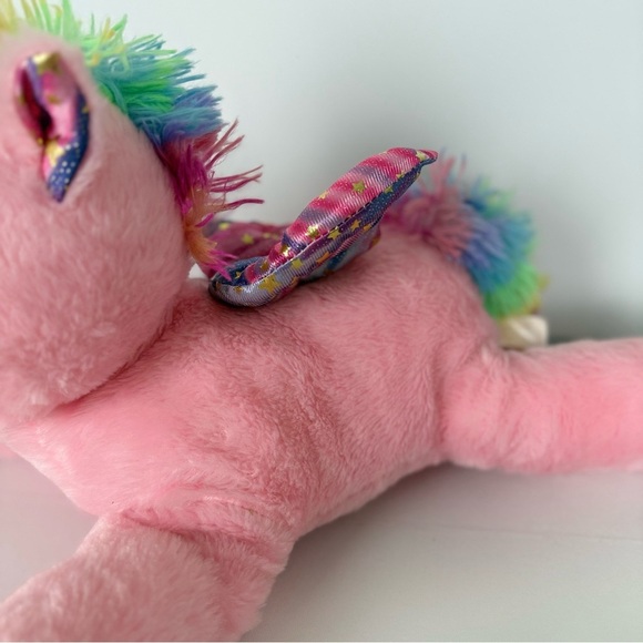 Pink Plush Rainbow Unicorn Stuffed Animal‎ Toy – Wings, Stars & Horn – Kawaii - Picture 6 of 10